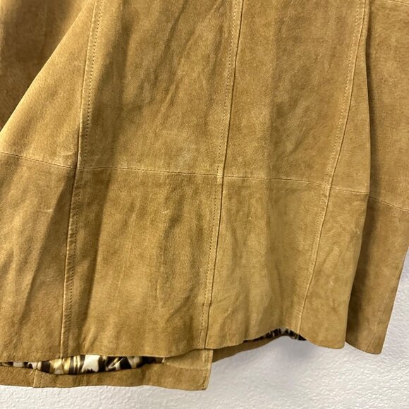 Dennis Basso Suede Leather Tan Coat Jacket Size XL NWT Turnkey Button Classic - Picture 5 of 14